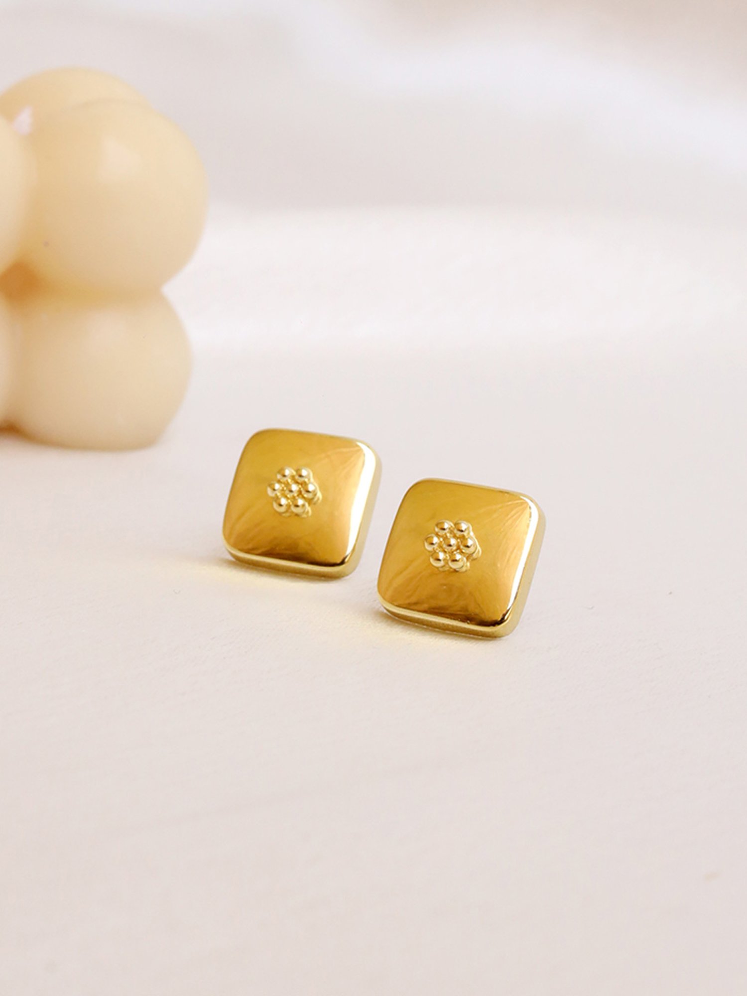 Perfectly Average Square Beaded Flower Studs
