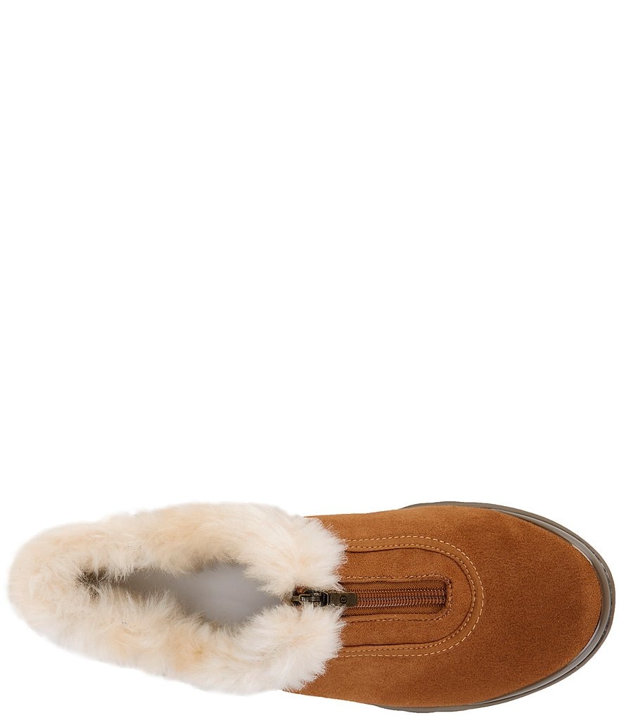 Bzees Golden Zip Front Faux Fur Lined Washable Wedge Booties