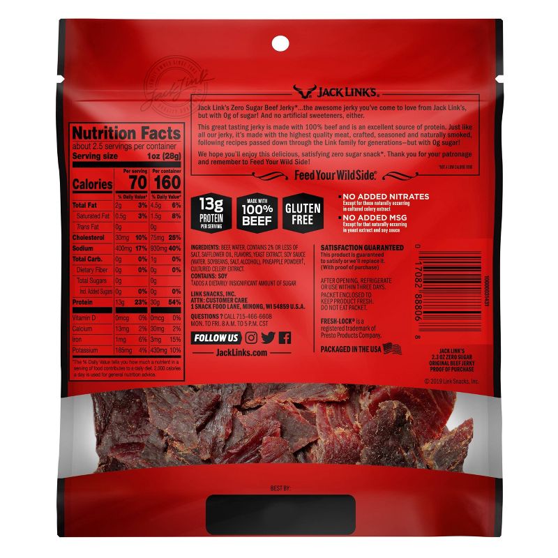Jack Link's Zero Sugar Beef Jerky - 2.3oz