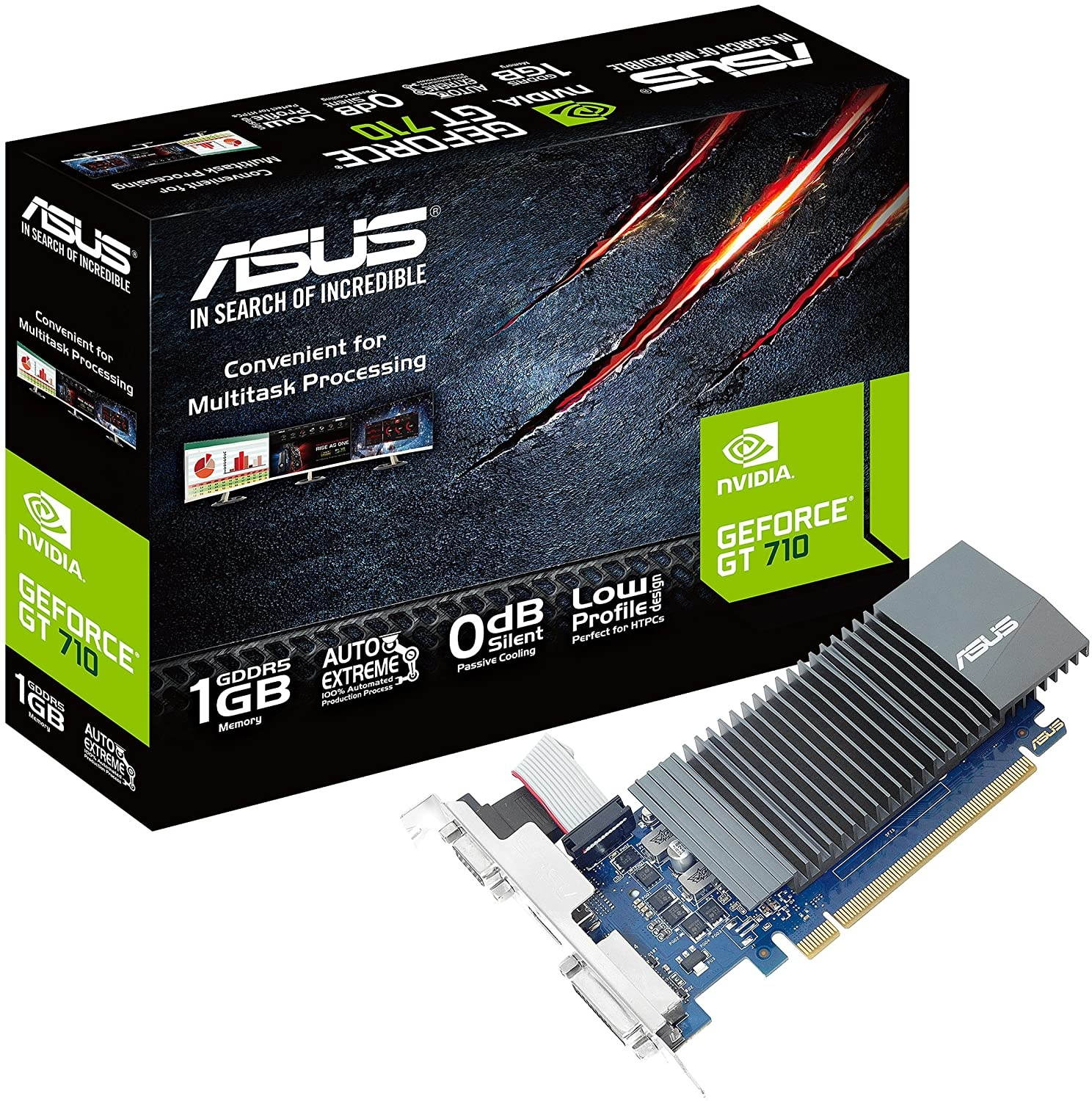 Asus GT710, 1GB DDR5, PCIe2, VGA, DVI, HDMI, Silent