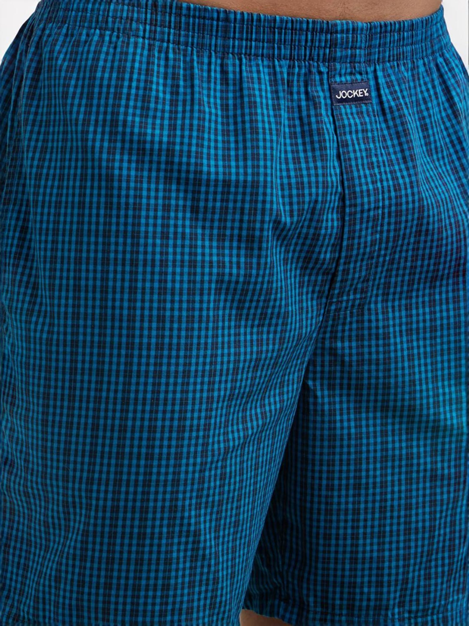 Jockey Blue & Black Regular Fit Check Boxer Shorts - Pack of 2
