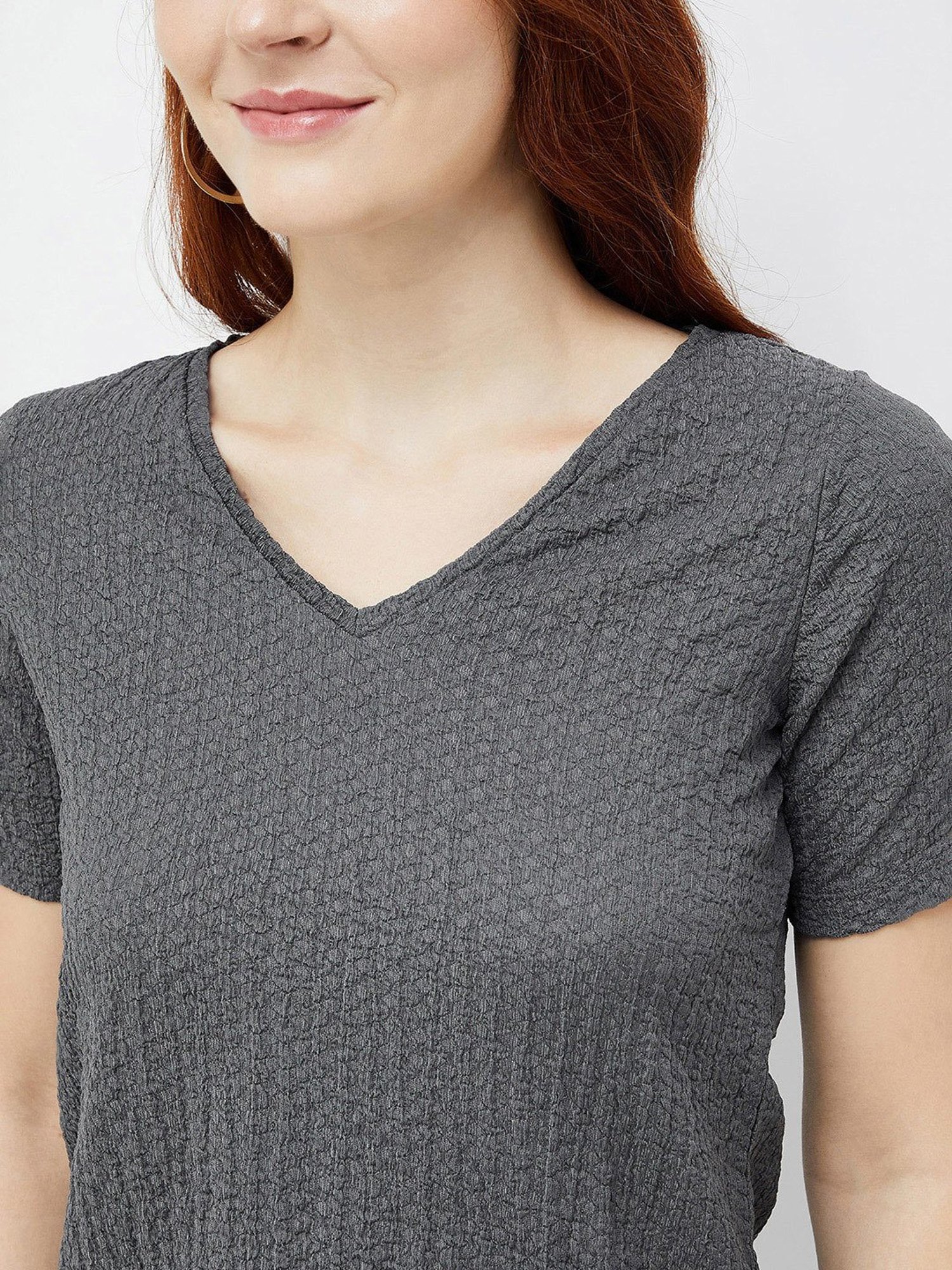 Code by Lifestyle Dark Grey Regular Fit Top