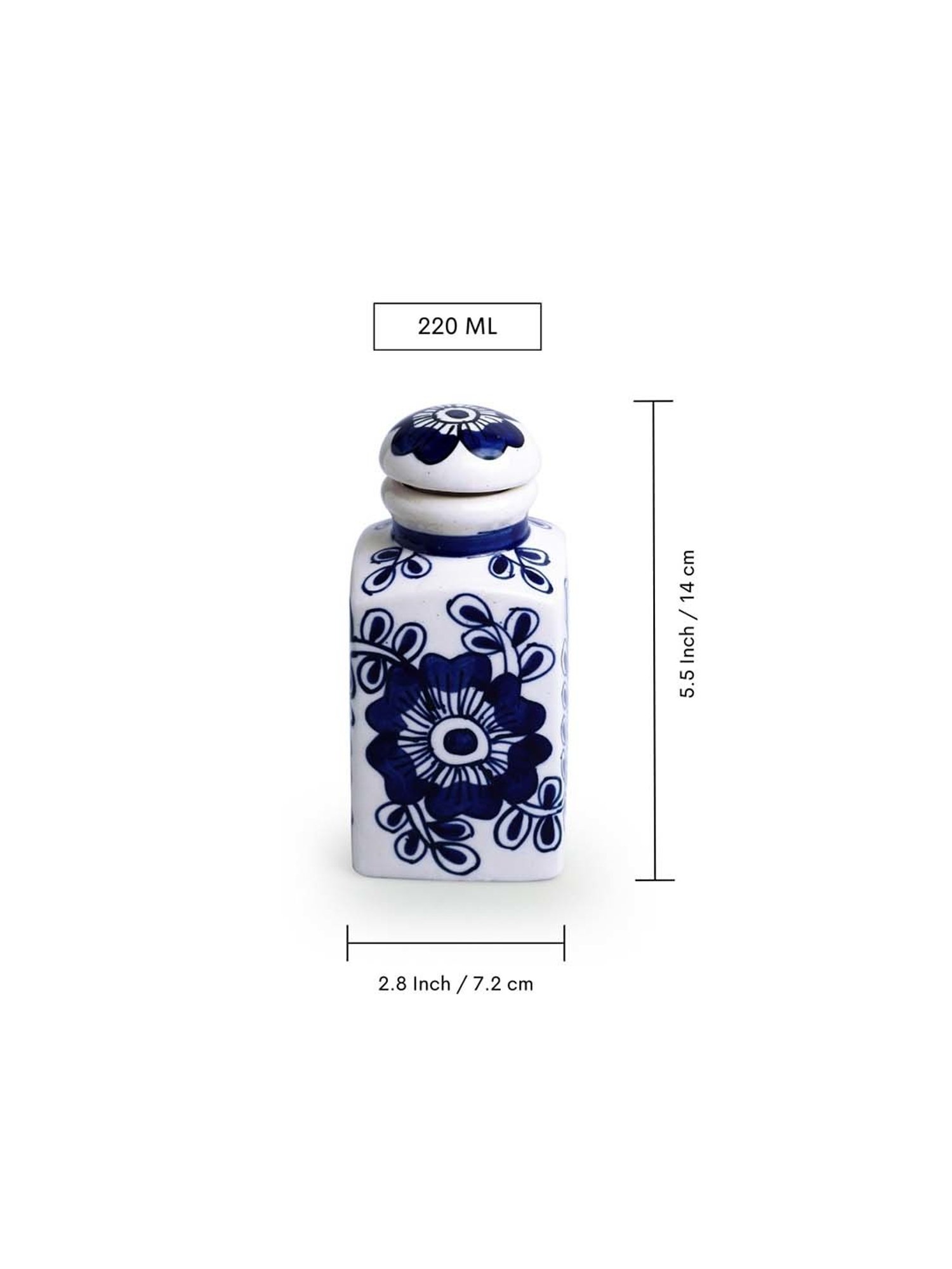 ExclusiveLane Mughal Gardens Ink Blue & White Ceramic Air-Tight Storage Container - Set of 2