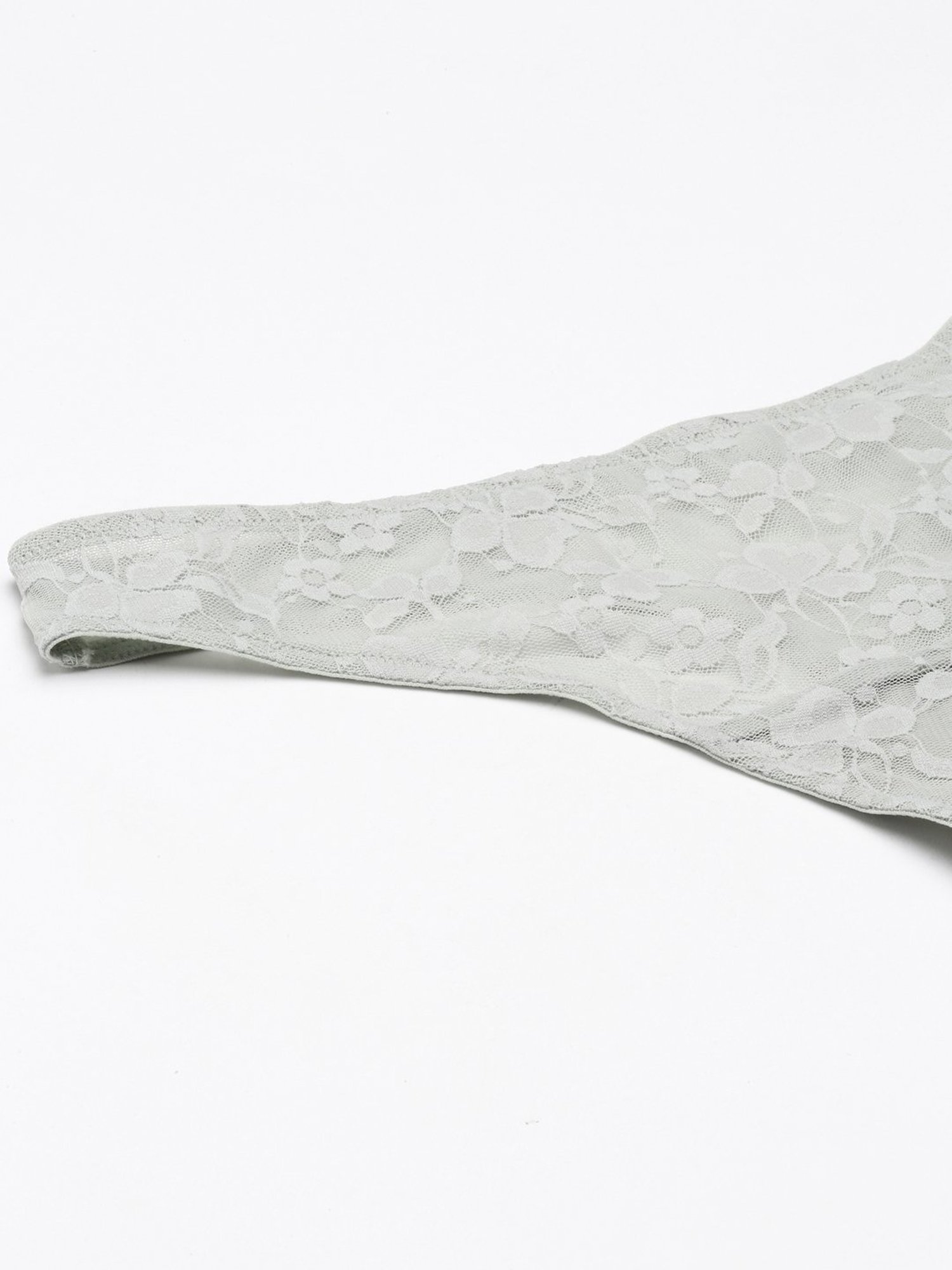 Enamor Grey Lace Work Thong Panty