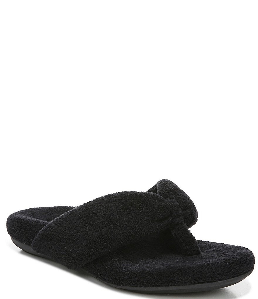 Vionic Lydia Washable Plush Terry Cloth Thong Slippers