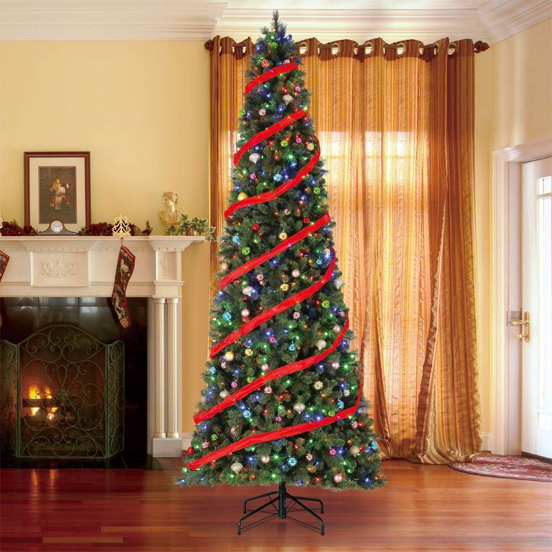Home Heritage 12' Cascade Cashmere Quick Set Christmas Tree with Changing Lights