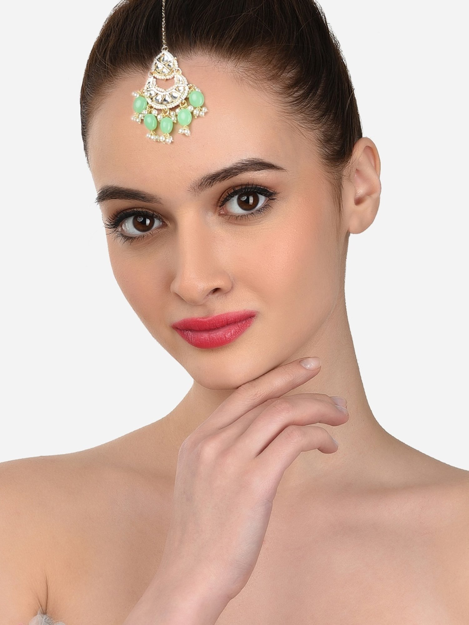 Zaveri Pearls Combo Of 3 Gold Tone Kundan Maangtikka-ZPFK13097