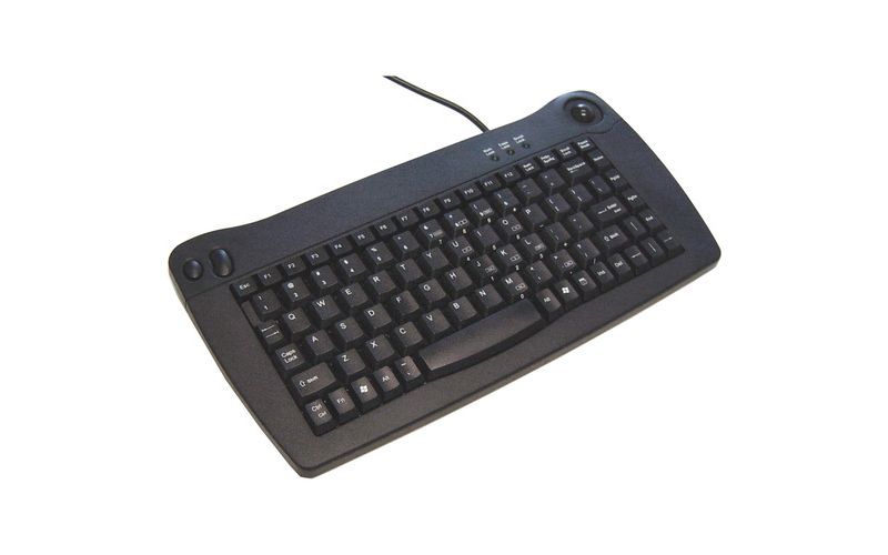 Solidtek Mini Keyboard 88 Keys with Trackball Mouse KB-5010BP - PS/2 - 88 Key - Trackball - QWERTY