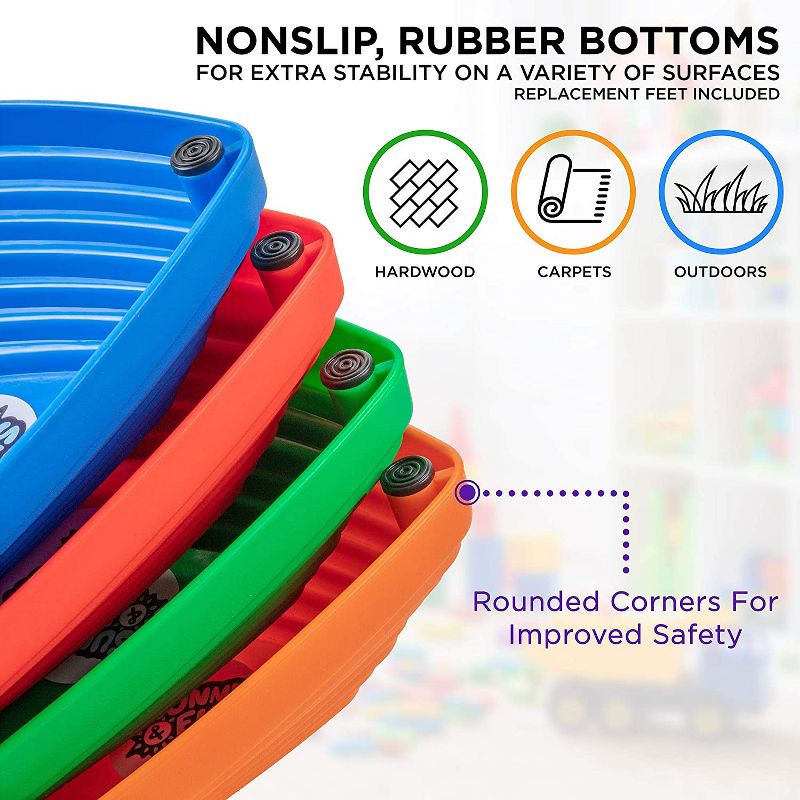 Sunny & Fun 15pc Balance Stepping Stones Obstacle Course for Kids | Rubber Grip Bottom River Stones in 4 Varying Sizes & Steepness | Indoor & Outdoor Toy Improves Coordination & Strength | Max 220 Lbs