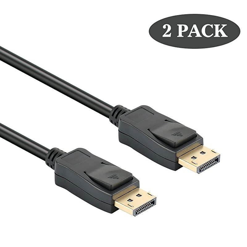 DisplayPort to DisplayPort 6 Feet Cable,  DP to DP Male to Male Cable Gold-Plated Cord, Supports 4K@60Hz, 2K@144Hz Compatible for Lenovo, Dell, HP, ASUS and More