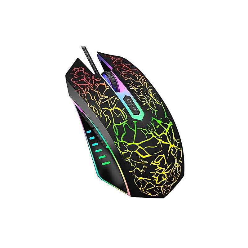 Wired Gaming Mouse, Ergonomic USB Optical Mouse Mice with Chroma RGB Backlit, 1200 to 3600 DPI for Laptop PC Computer Games & Work &ndash;Black