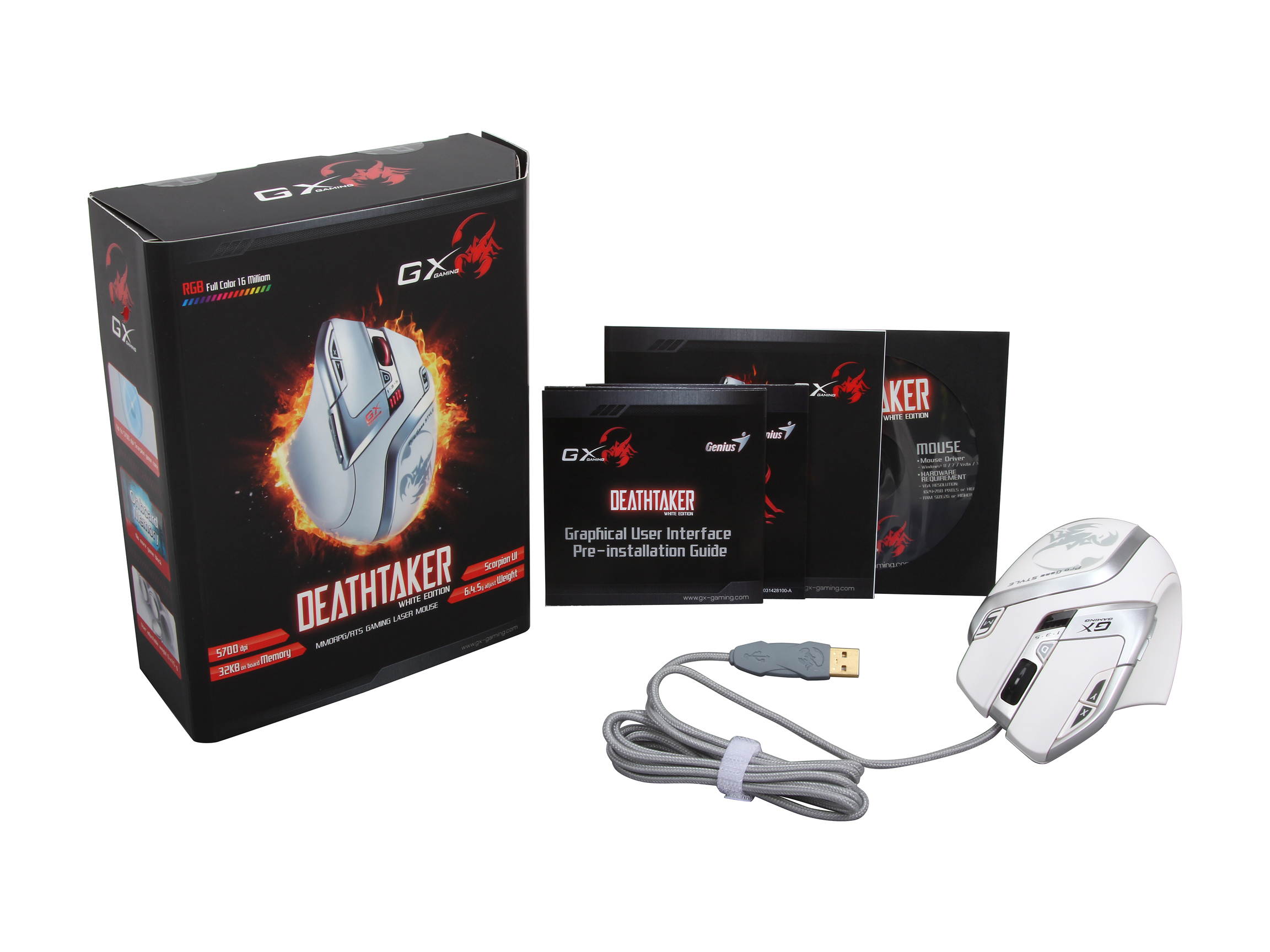Genius DeathTaker White Edition 31040001101 Wired Laser Gaming Mouse