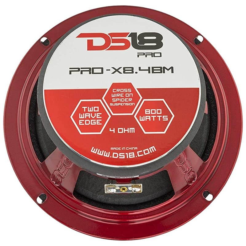 PROX84BM Loudspeaker 8 Midrange Red Aluminum Bullet 550W Max 275W RMS 4 Ohms Premium Quality Audio Door Speakers for Car or Truck Stereo Sound System 1 Speaker