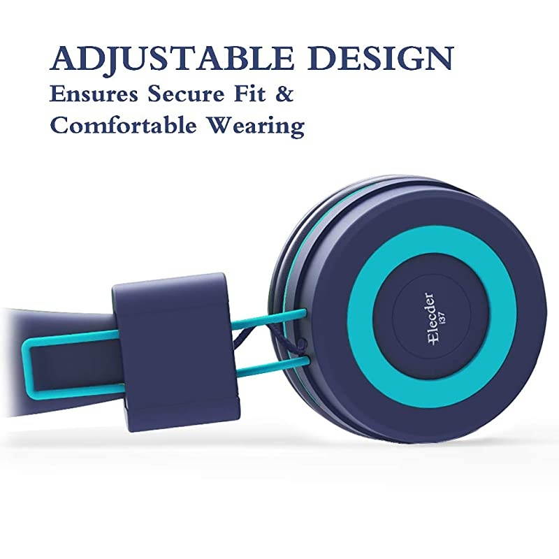 i37 Kids Headphones Children Girls Boys Teens Foldable Adjustable On Ear Headphones 35mm Jack Compatible Cellphones Computer MP34 Kindle School Tablet Teal