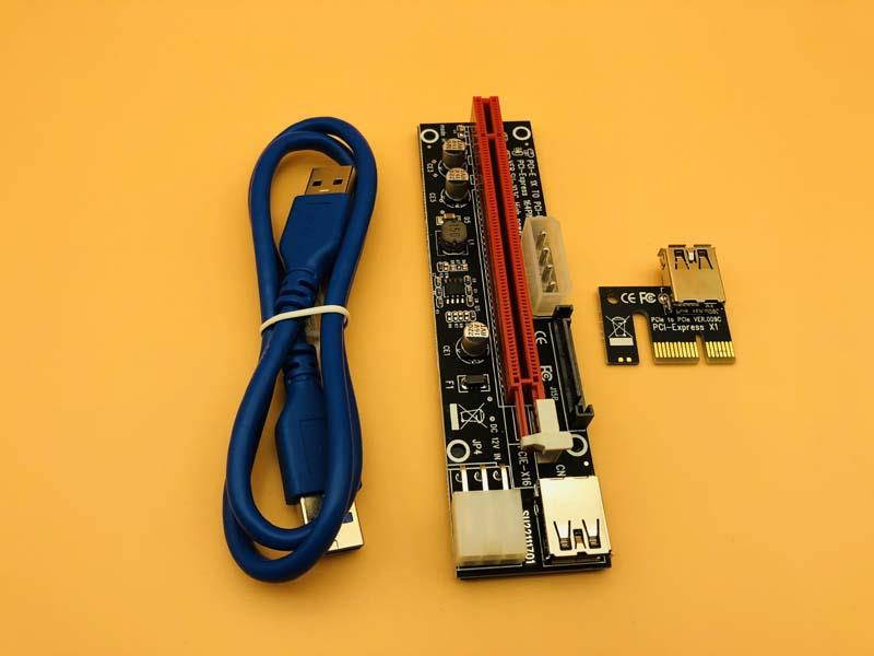 12PCS 3 in 1 4pin 6pin SATA PCI E Express 1x 4x 8x 16x Extender USB 3.0  Black PCI E Riser Adapter Card For Bitcoin Miner Mining
