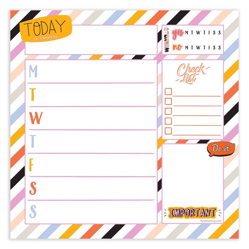 Undated Square Super Stripe Weekly Schedule Pad - The Time Factory