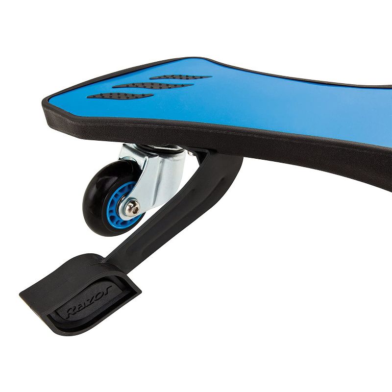 Razor PowerWing 125mm 3 Wheel Inclined Portable Caster Powered Stand Ride Scooter with Adjustable Foam Handlebars, Kids Ages 6 and Up, Blue