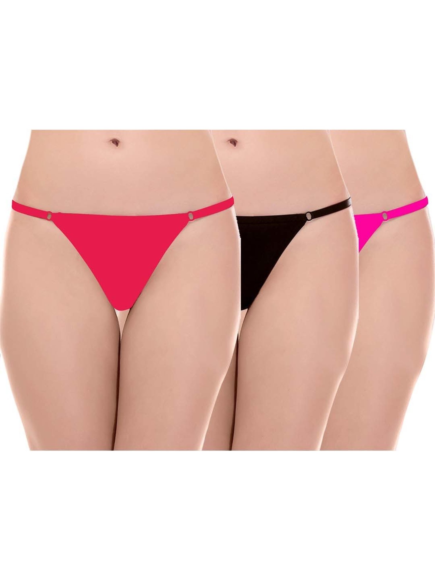AROUSY Black & Red Thong Panties - Pack Of 3