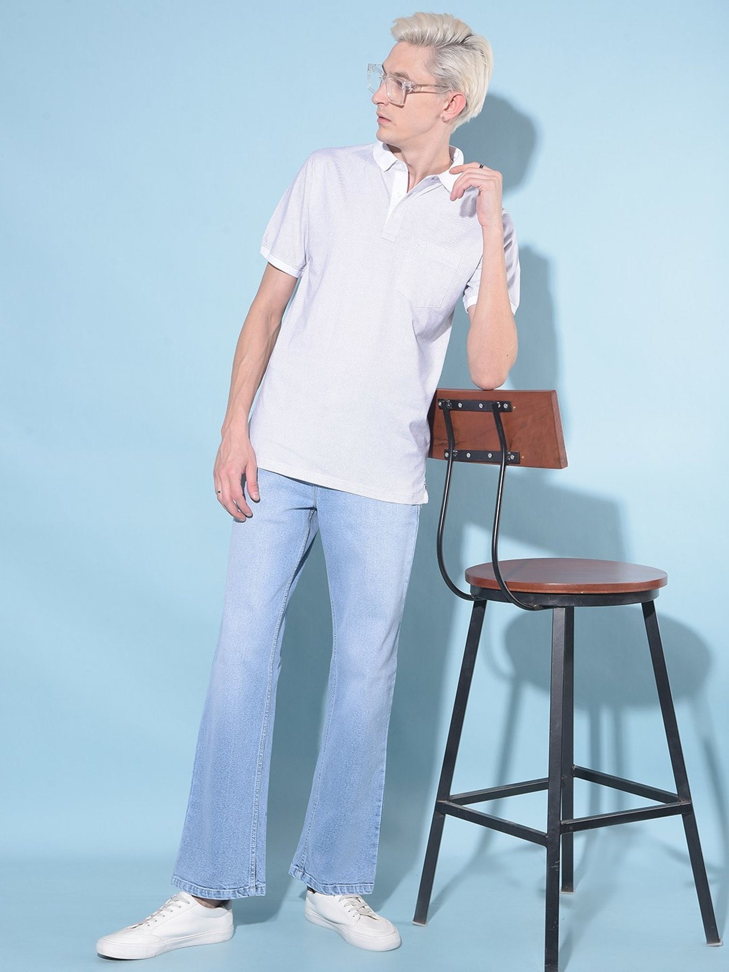 Crimsoune Club White Cotton Slim Fit Texture Polo T-Shirt