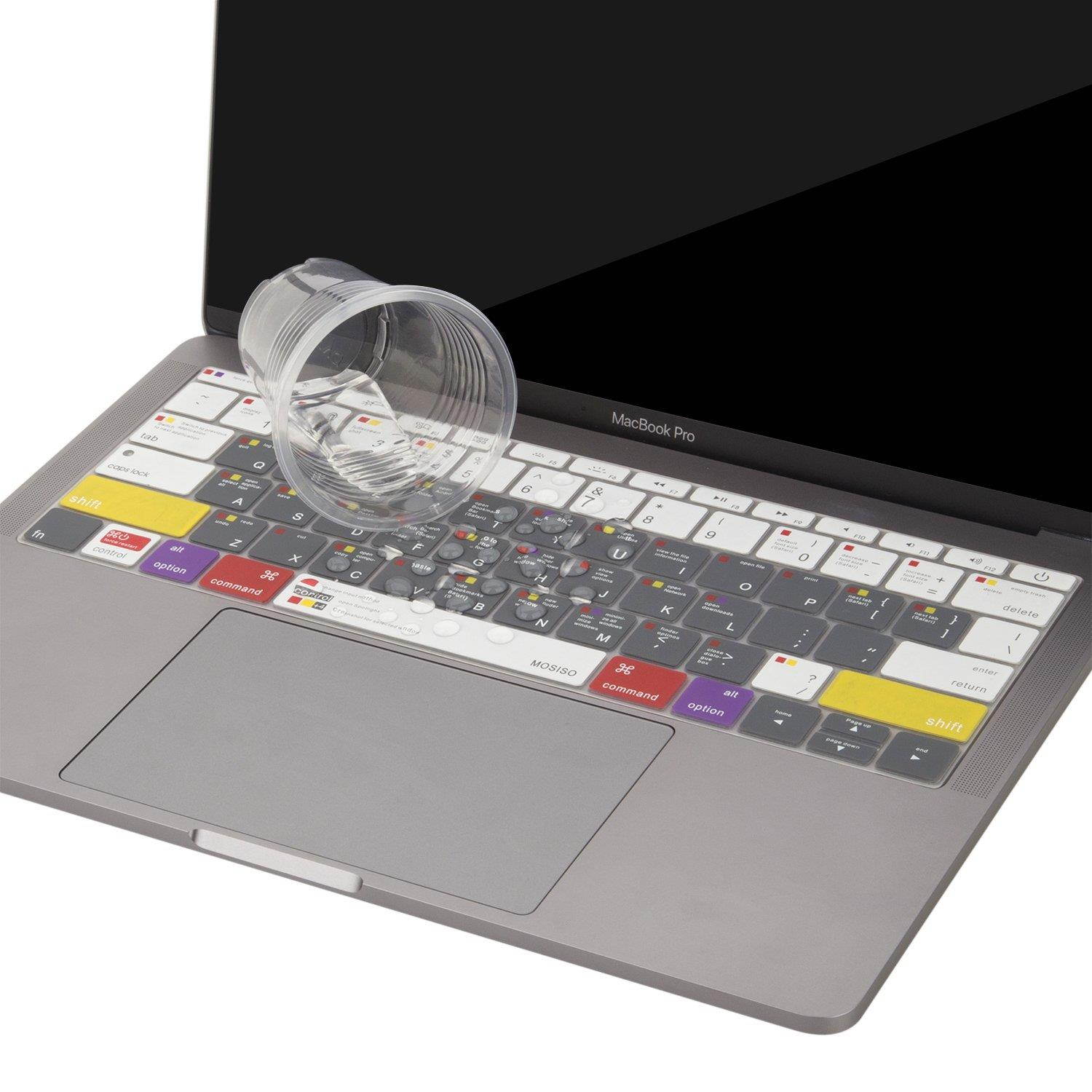 MOSISO Silicone Keyboard Cover Compatible MacBook Pro 13 Inch 2017 & 2016 Release A1708 No Touch Bar & New MacBook 12 Inch A1534 Protective Skin, Mac OS X Shortcut, White