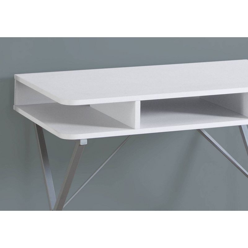 White Top Computer Desk - Silver Metal - EveryRoom