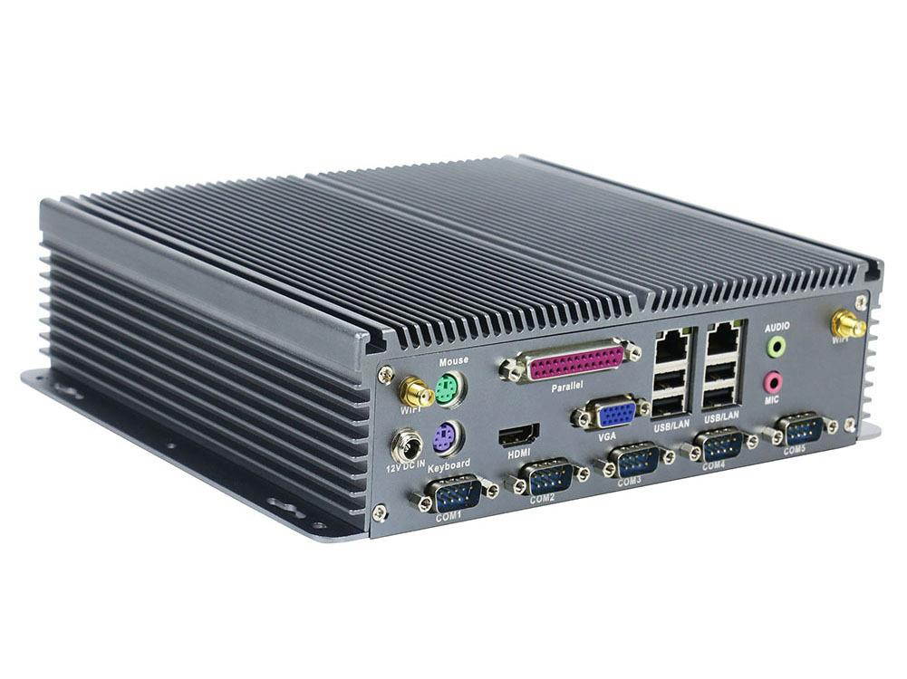 Fanless Industrial PC Rugged Computer IPC Mini PC Windows 10 Pro/ Linux with Intel Quad Core J1900 6 COM 2 Intel LAN 8G RAM 128G SSD Partaker I15