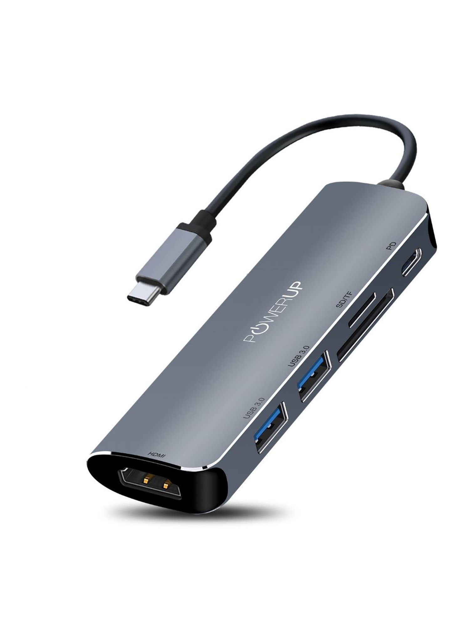 Powerup Elite NEO 6 in 1 Multi-Port Hub Adapter for MacBook Pro (Gunmetal)