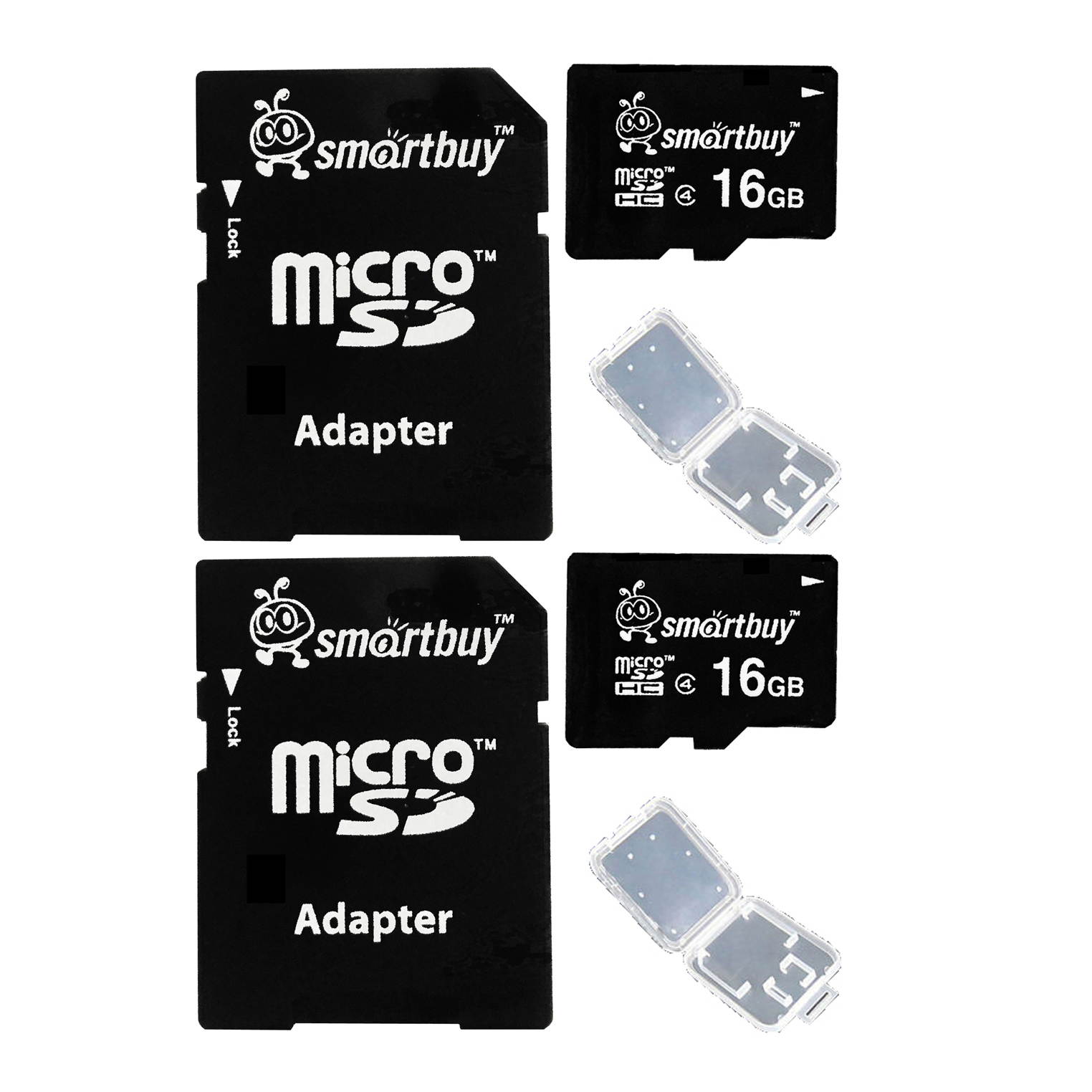 Smartbuy Micro SDHC Class 4 TF Flash Memory Card SD HC C4 For Camera Mobile Phone Tab GPS MP3 TV + Adapter + Mini Case (4GB - 10 Packs)