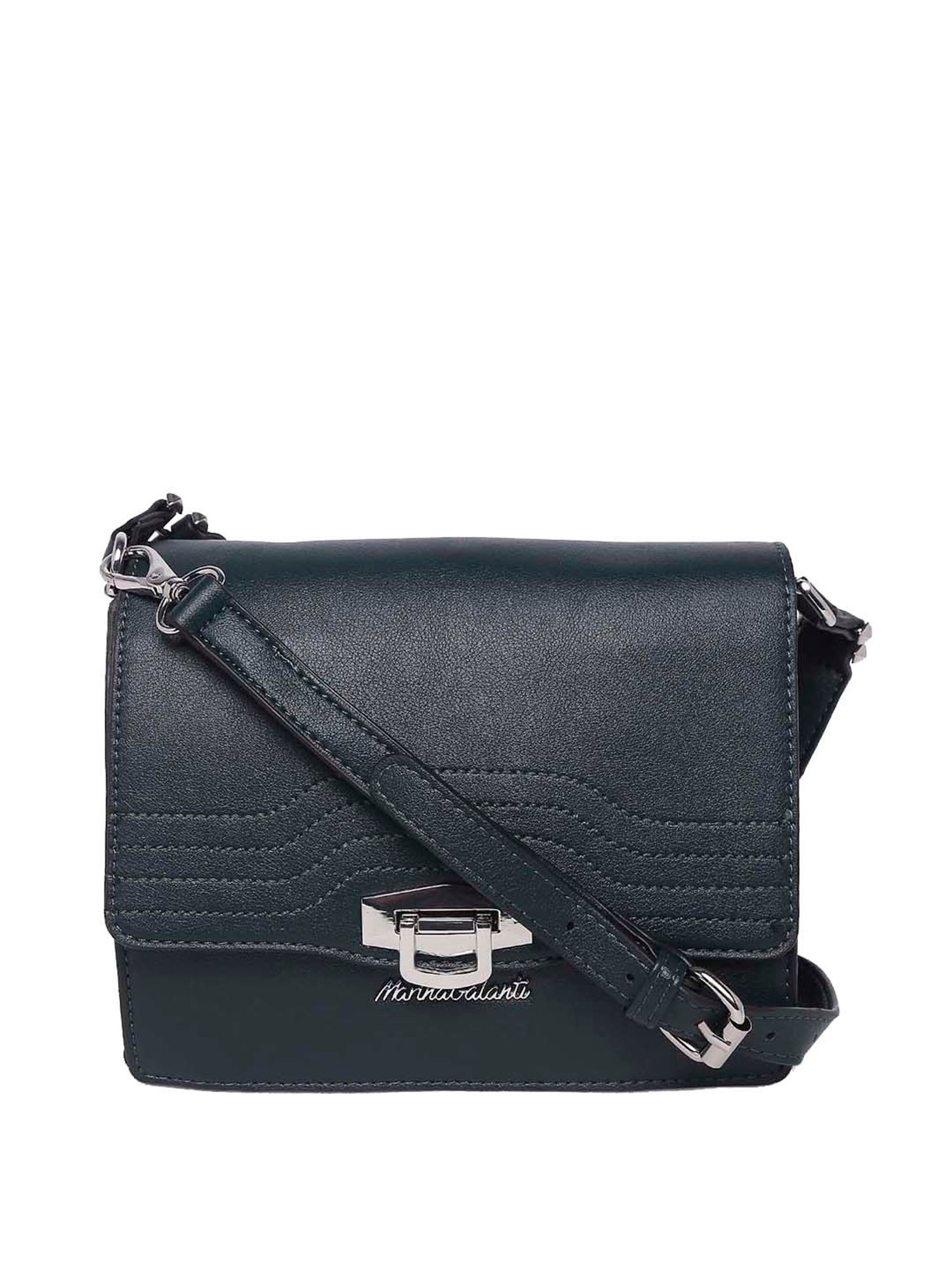 Marina Galanti Green Textured Medium Sling Handbag