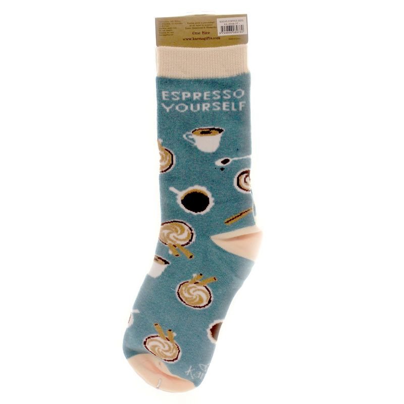 Novelty Socks 12.0" Coffee Crew Socks Espresso Yourself Karma  -  Socks