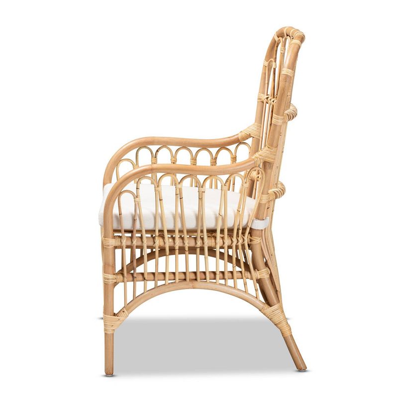 Aya Rattan Armchair Natural/White - Baxton Studio