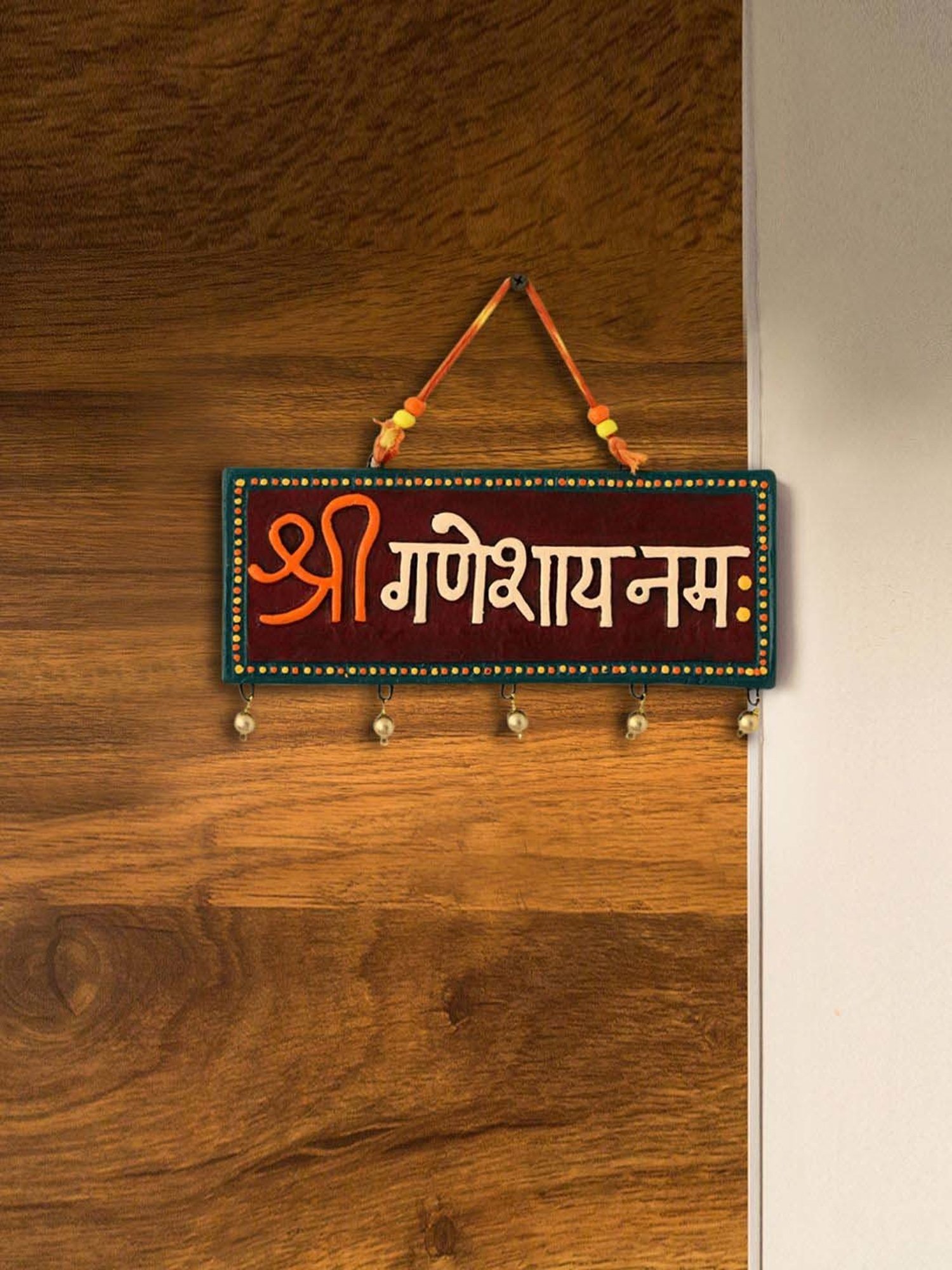 ExclusiveLane Ganesha Mantra Terracotta Wall Hanging Decor (Shree Ganeshay Namah)