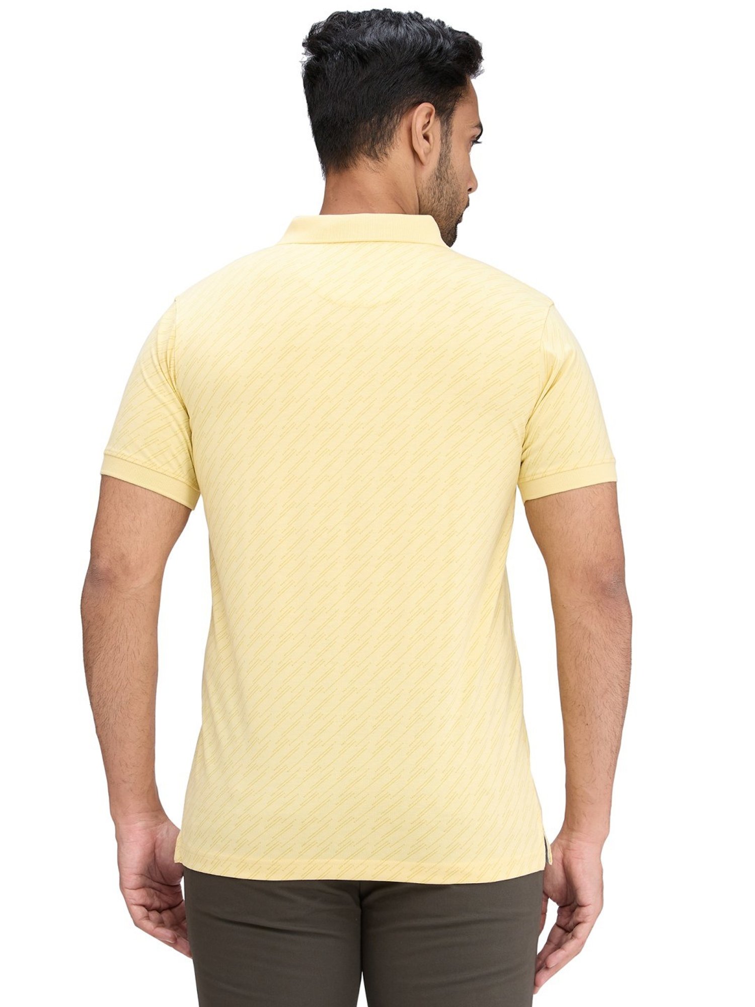 Park Avenue Yellow Slim Fit Printed Polo T-Shirt