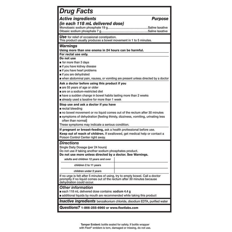 Fleet Laxative Saline Enema for Adult Constipation - 4 Bottles - 4.5 fl oz