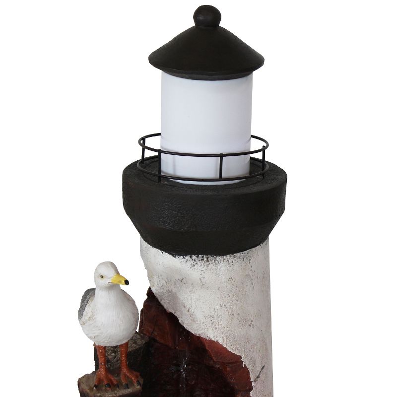 Sunnydaze 36"H Electric Polyresin Gull's Cove Lighthouse Outdoor Water Fountain with LED Light