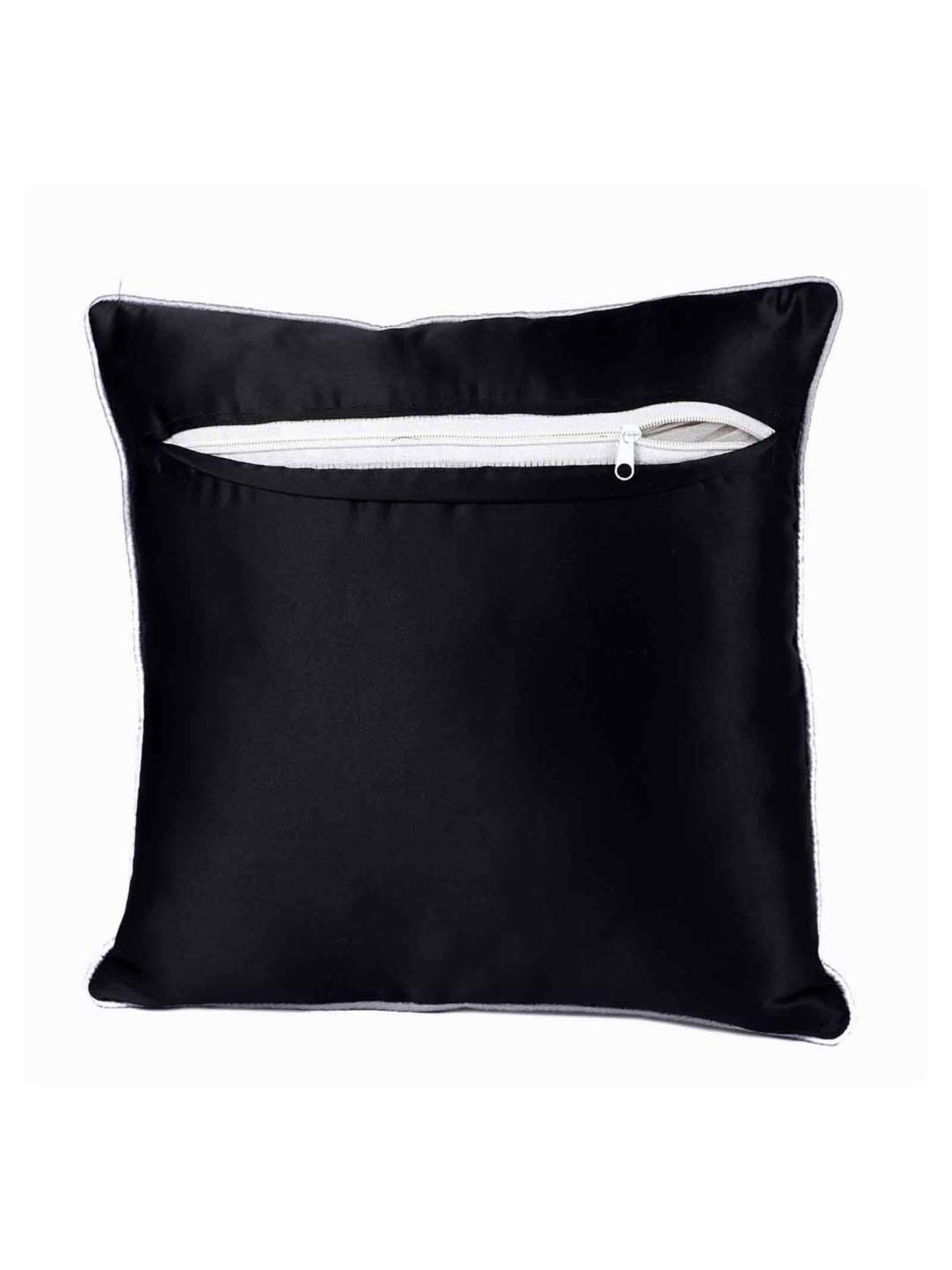 MFD HOME Furnishing Black Satin Cushion Cover - Set of 5