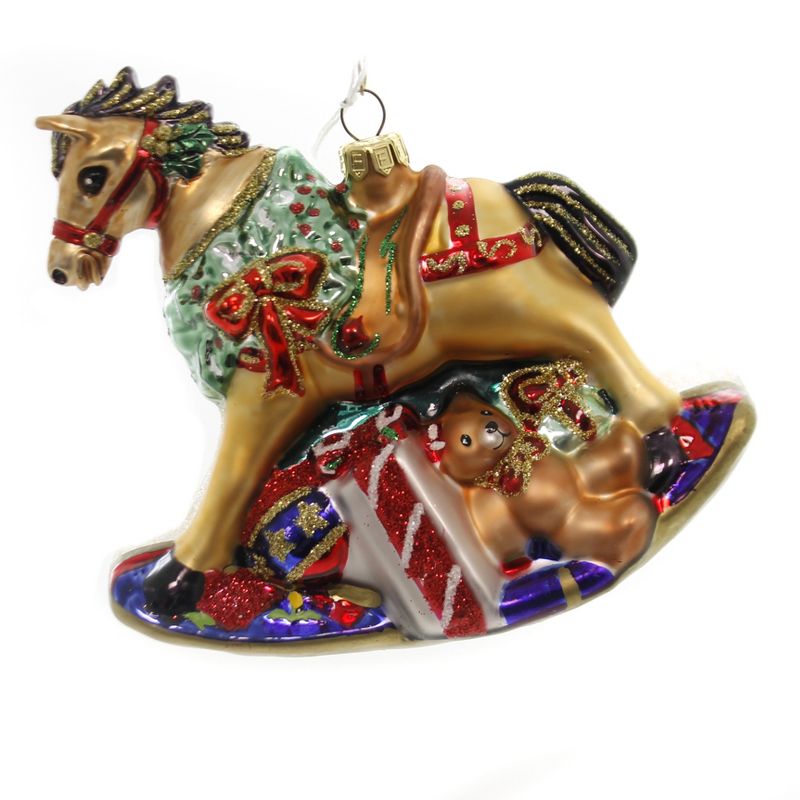 Holiday Ornaments 5.5" Christmas Rocking Horse Toys Santa Bear  -  Tree Ornaments