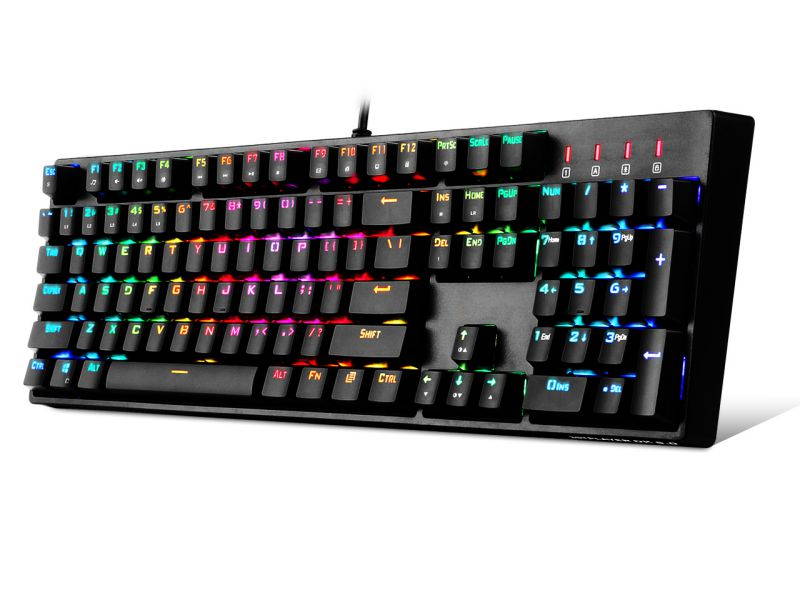 1STPLAYER RGB Gaming Mechanical USB Wired Keyboard DK5.0 Blue Switch Ergonomic 104 Keys NKRO Full Size Customizable Backlight LED Computer Laptop Keyboard for Windows PC Gamers (White)