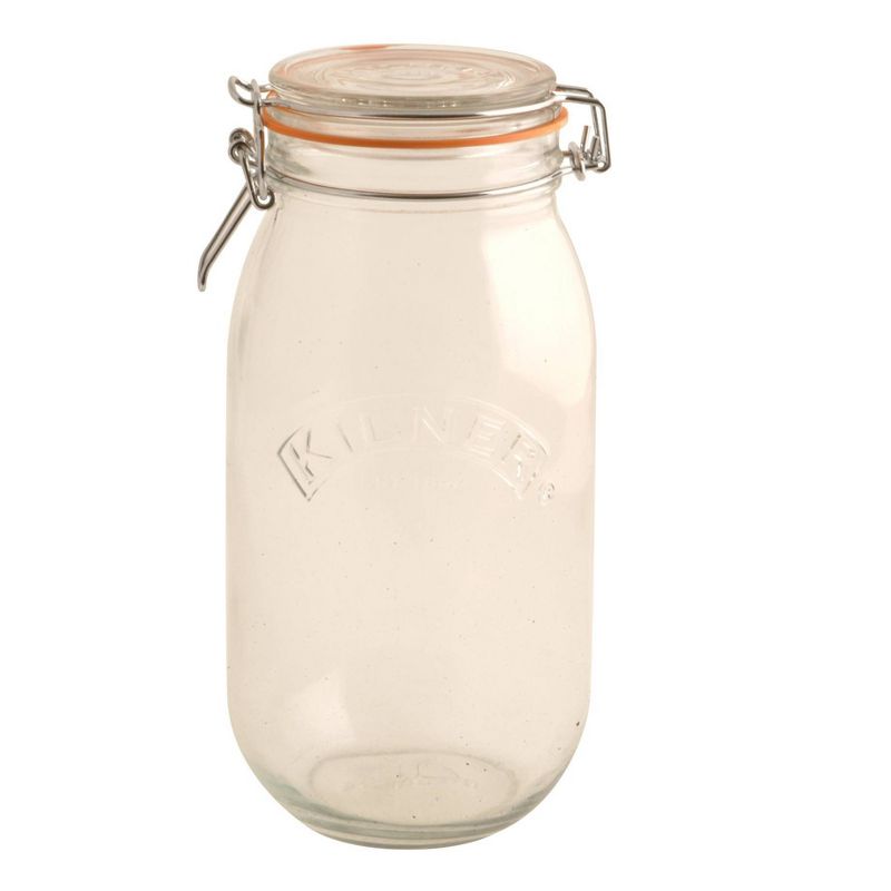Grant Howard 51091 102 Ounce Classic Wide Mouthed Embossed Glass Mason Storage Jar Storage Container with Airtight Screw On Closing Lid