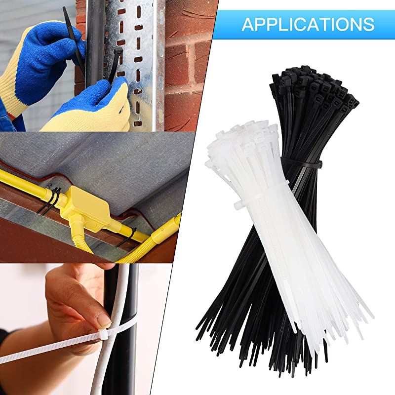 White Cable Zip Ties Premium Nylon Wire Management Ties 50 LB Tensile Strength 8 Inch White 1000 Pack