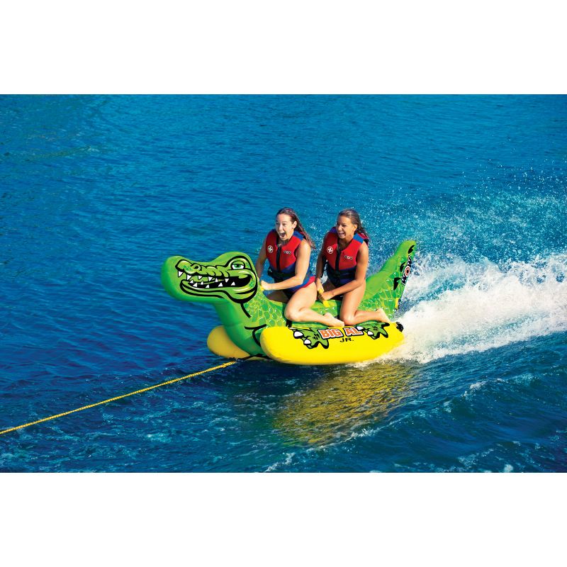 WOW Watersports Big Al Junior 2 Person Towable Inflatable Alligator Inner Tube Floating Boat Accessory with 340 Pound Capacity for Boating, Green