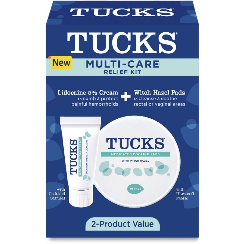 Tucks Multi-Care Relief Kit Witch Hazel Pads - 40ct & Lidocaine Cream - 0.5oz