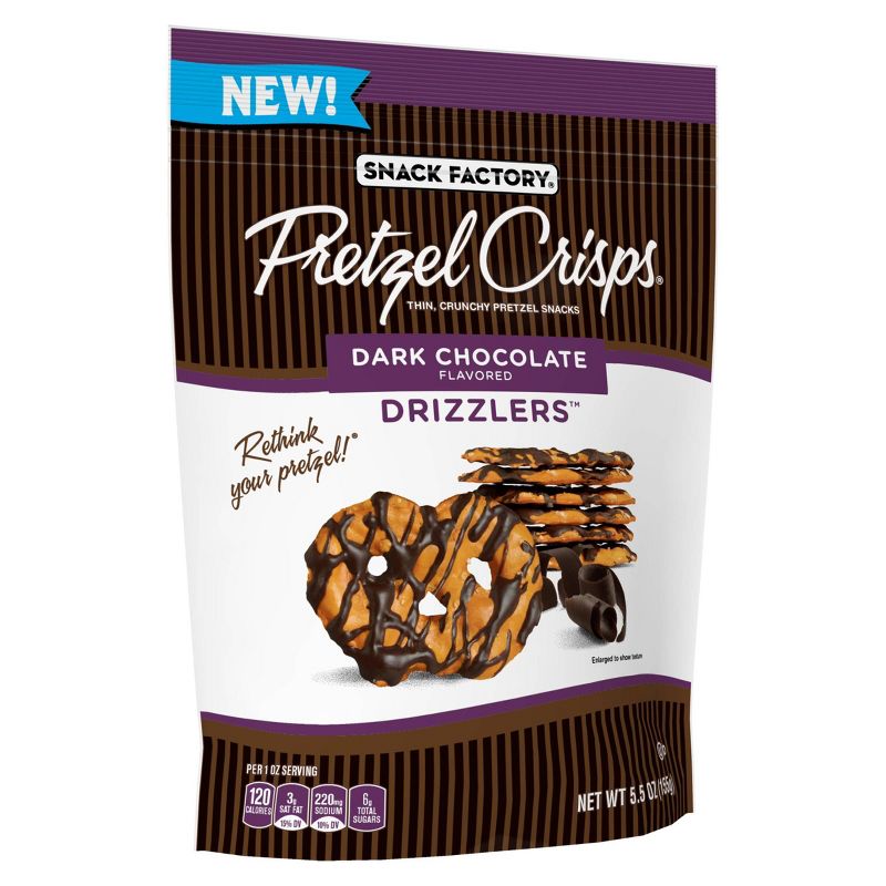 Snack Factory Dark Chocolate Drizzlers Pretzel Crisps - 5.5oz