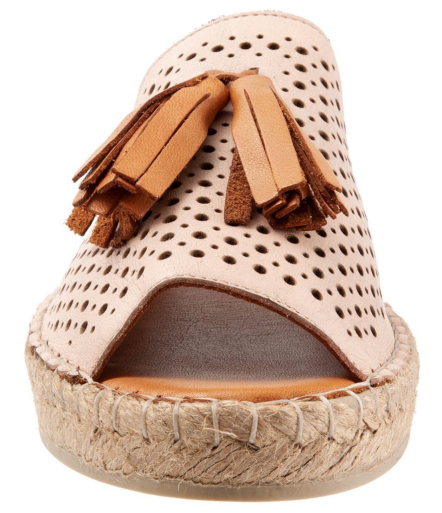 Bueno Navar Perforated Leather Tasseled Espadrille Slides