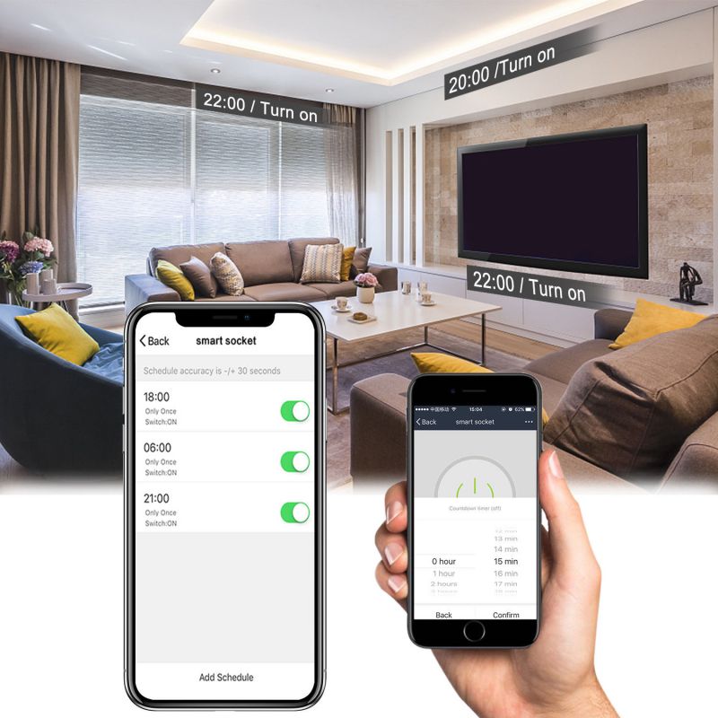 2 Mini Smart Plug Outlet Wifi Socket W/ Light Work With Amazon Alexa Google Home