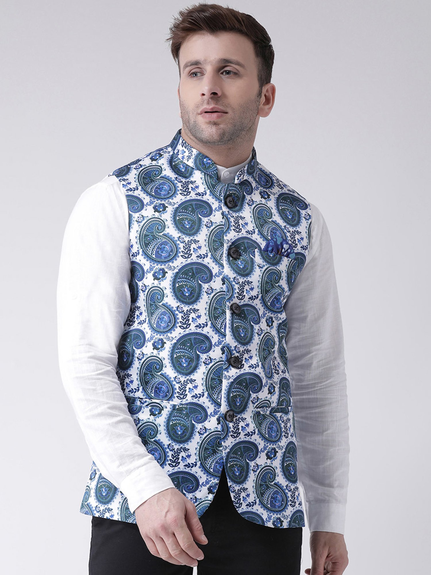 Hangup Plus Multicolor Regular Fit Printed Nehru Jacket