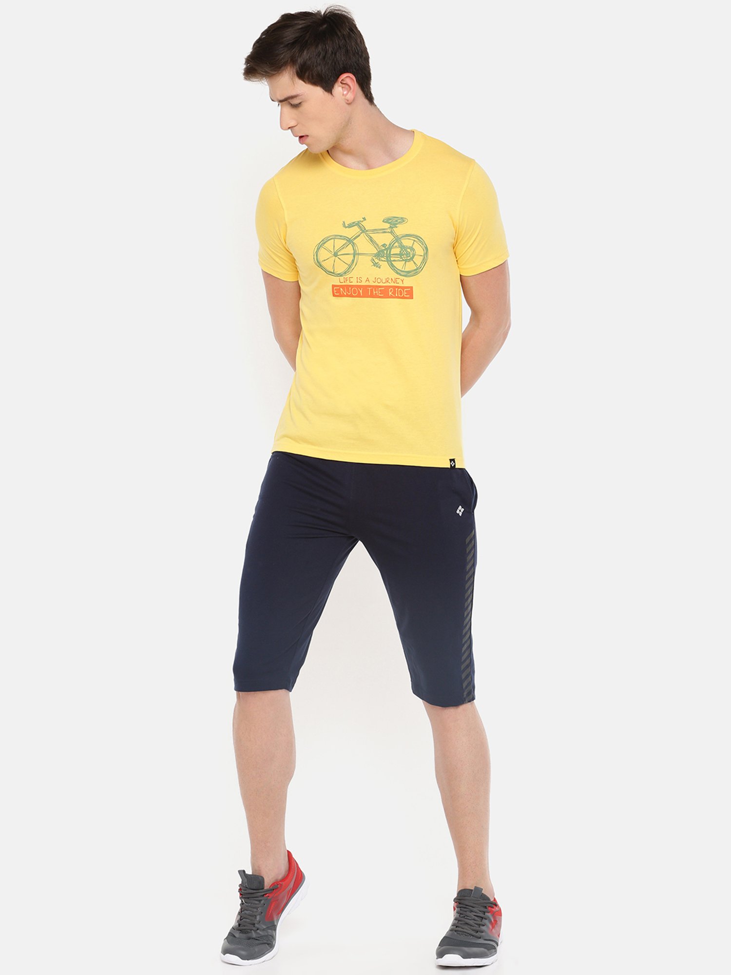 Dollar Navy Cotton Regular Fit Printed Shorts