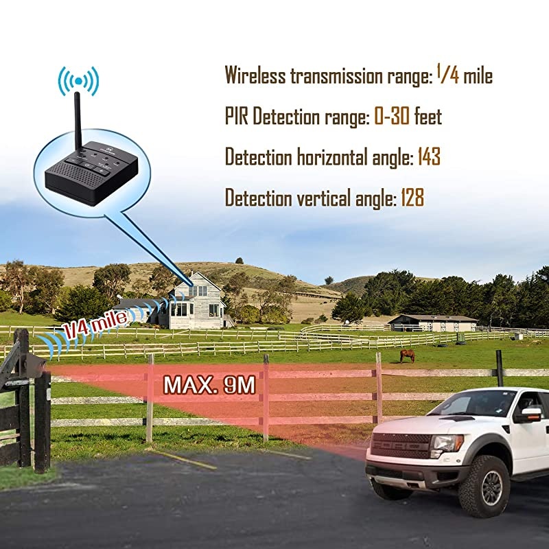 12 Mile Supplemental Driveway Alarms Wireless Outside Solar Sensor