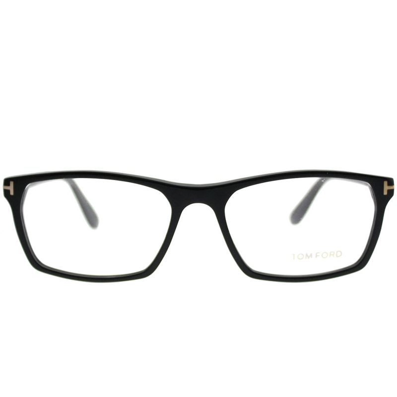 Tom Ford  001 Unisex Rectangle Eyeglasses Shiny Black 56mm