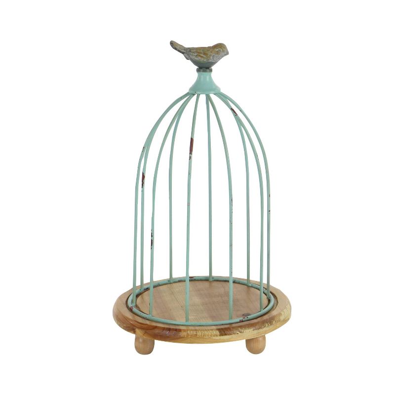 Set of 3 Farmhouse Metal and Wood Bird Cage Novelty Planters - Olivia & May